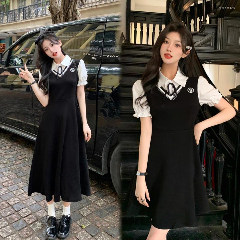 

Party Dresses To Large Size Ladies' Summer School Holiday Two Wind Fat Girl Hidden Meat Black Skirt Dress, Short dress