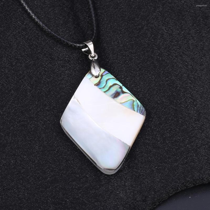 

Pendant Necklaces Natural Abalone Shell Necklace Silver Color Chains Rope For Jewelry Party Gift 31x46mm