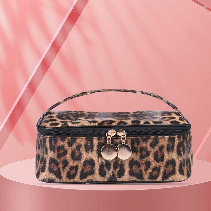

Cosmetic Bags Makeup Bag Leopard Compartment Travel Case Faux Leather Multi-function Toiletry Oraganizer Zipper Brushes Storage, Leopard print