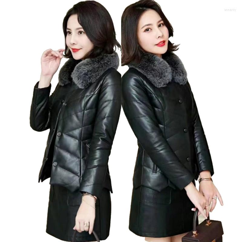 

Women' Leather Winter Warm Thick PU Fur Coats Women Short Parkas Fashion Black Cotton Padded Lady Down Jacket Elegant Clothes