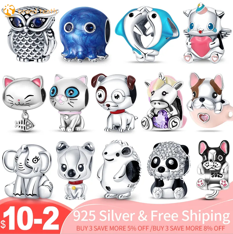 

925 Sterling Silver for pandora charms authentic bead DIY Pendant women Bracelets Animal Charm Beads