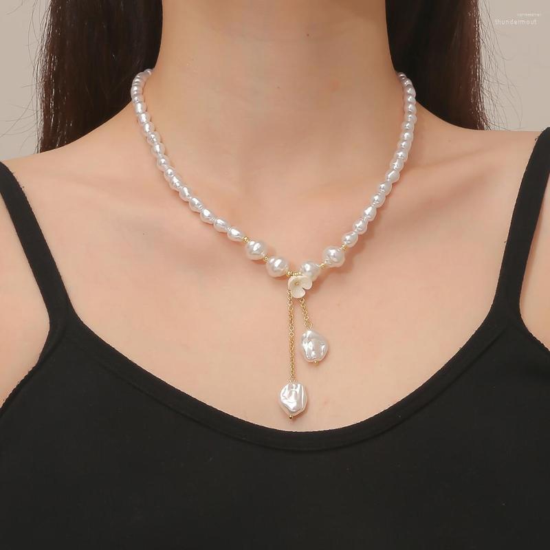 

Pendant Necklaces Baroque Simulated Pearls Long Tassel Necklace For Women Beaded Link Chain 2023 Trend Lariat Wedding Jewelry