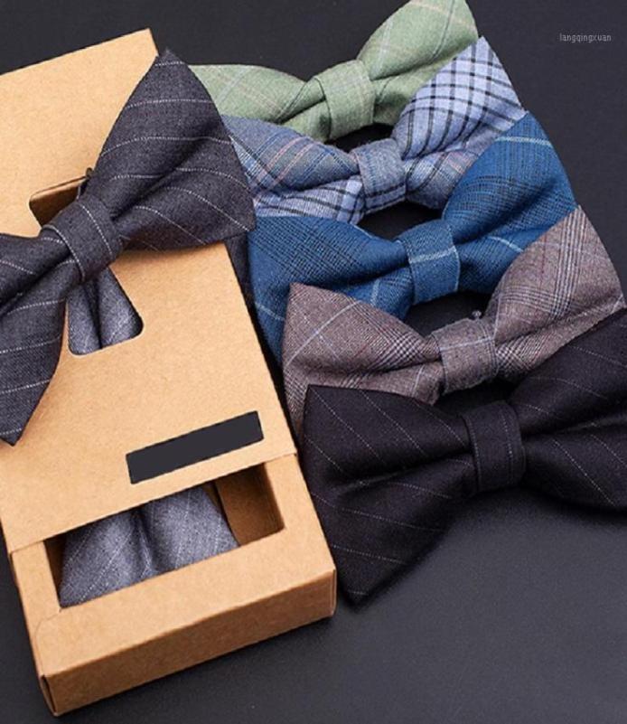 

Bow Ties High Quality 2021 Fashion Men039s Double Fabric Plaid Bowtie Party Host Wedding Banquet Butterfly Tie With Gift Box11470555