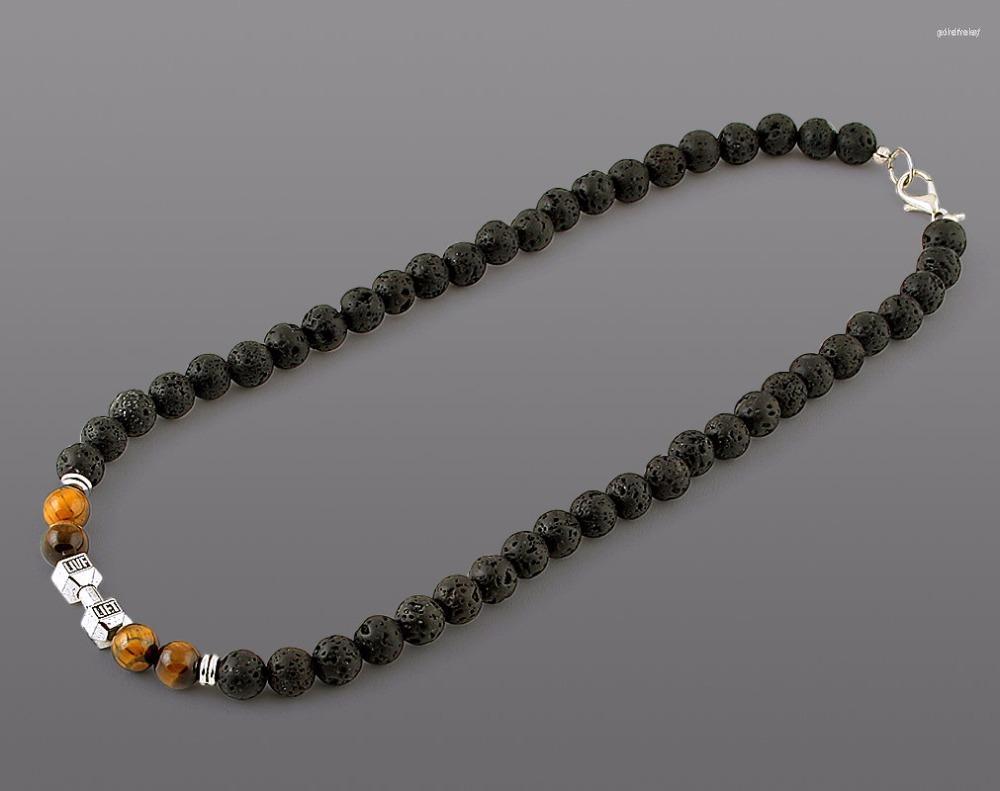 

Choker Fashion Sport Necklace Mens Short Necklaces Natural Lava Stone For Men Talisman Husband Gift