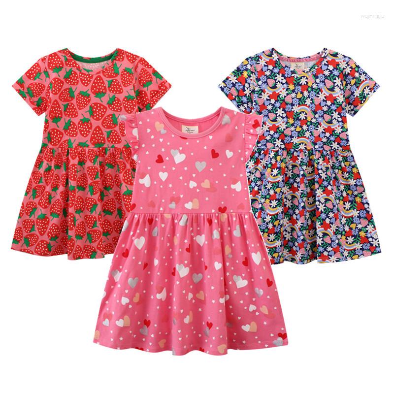 

Girl Dresses Girls Princess Summer Short Sleeve Heart Print Baby Party Clothing Kids Costume Children Frocks, 67238
