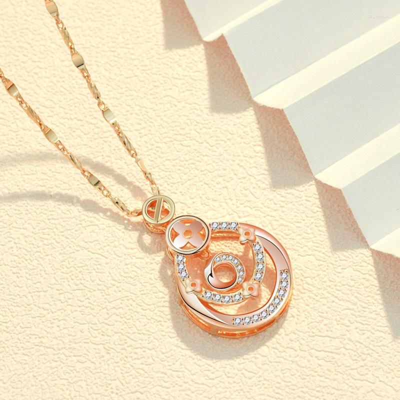 

Chains Necklace Women's 925 Sterling Silver Rose Gold Plated Pendant Elegant Color Fashion Trending Jewelry 2023