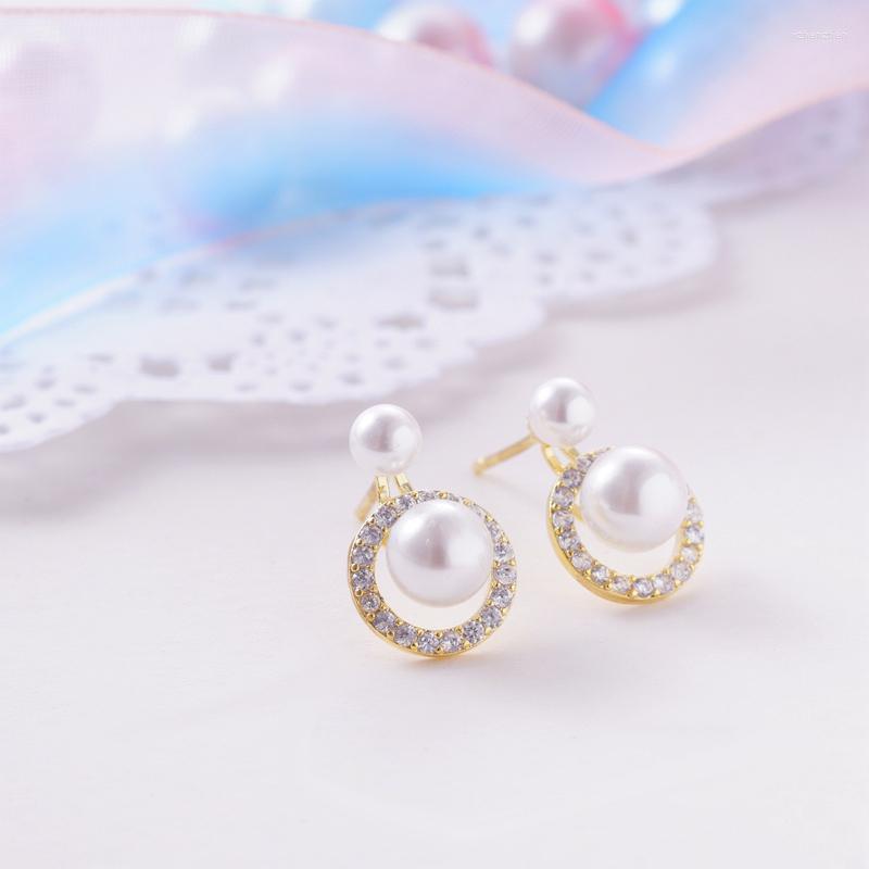 

Stud Earrings ESSFF Simulation Pearl Gold Color For Women Prevent Allergies Rhinestone Crystal Earings Fashion Jewelry 2023