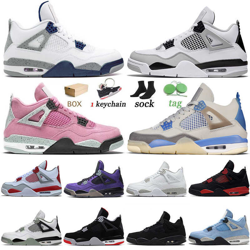 

With 2022 Box 4 Basketball Jumpman Shoes 4s IV Seafoam Size 36-50 University Pink Military Black Cat White Oreo Off Men Women Sneakers Trainers Size 13, 17 grey 40-47