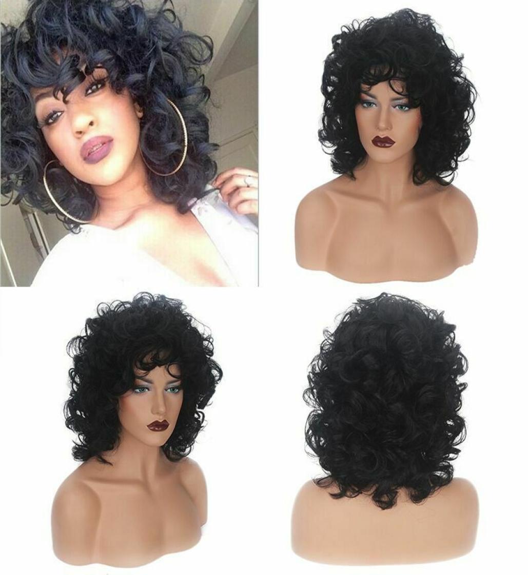 

Afro Fashion Black Wig Short Curly Synthetic Full Bob Hair for Women Wave Wigs5473001