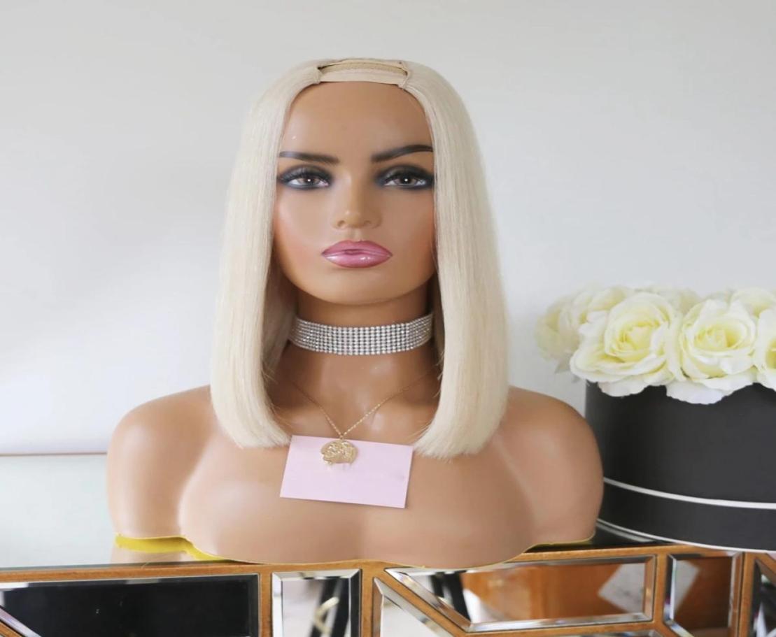 

250 Density Bob Silky Straight Wig Platinum Blonde Full Machine Made Human Hair Wigs for Women 100 Unprocessed8346451, Ombre color