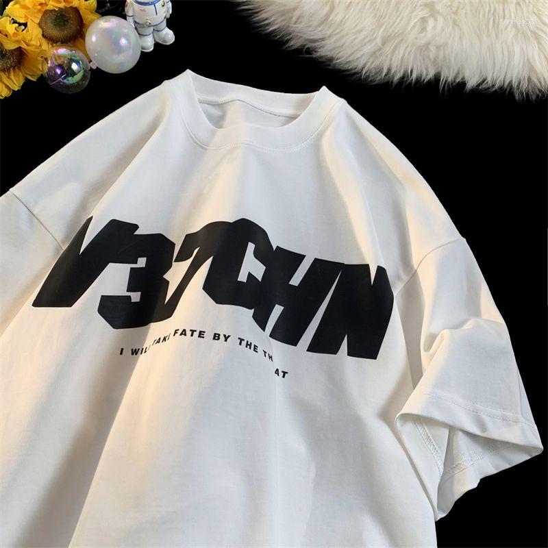 

Men' T Shirts Trendy Retro Letter Printed Graphic T-shirt Summer Personalized Couple Casual Men And Women Loose Fitting Short Sleeved Top, Black