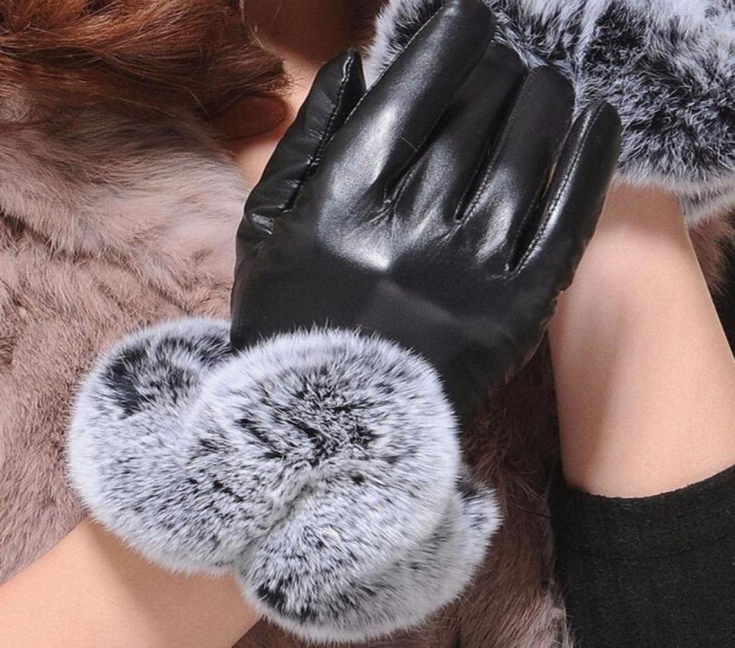 

Fingerless Gloves 1 Pair 2021 Warm Elegant Faux Fur Pu Leather For Winter Brand Mitten Women3523458