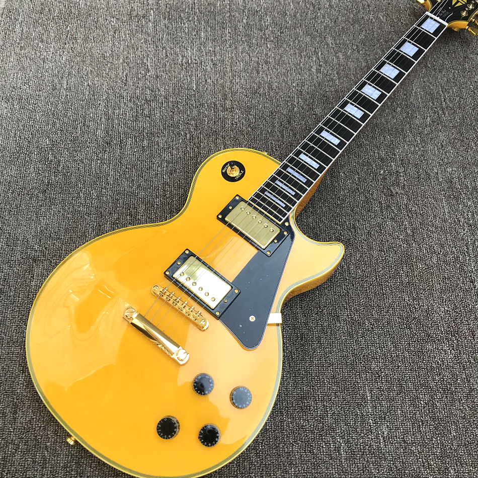 

Custom Shop, Caston Yellow Wrapped Silk Electric Guitar, Ebony Fingerboard, Gold Hardware, Free Shipping