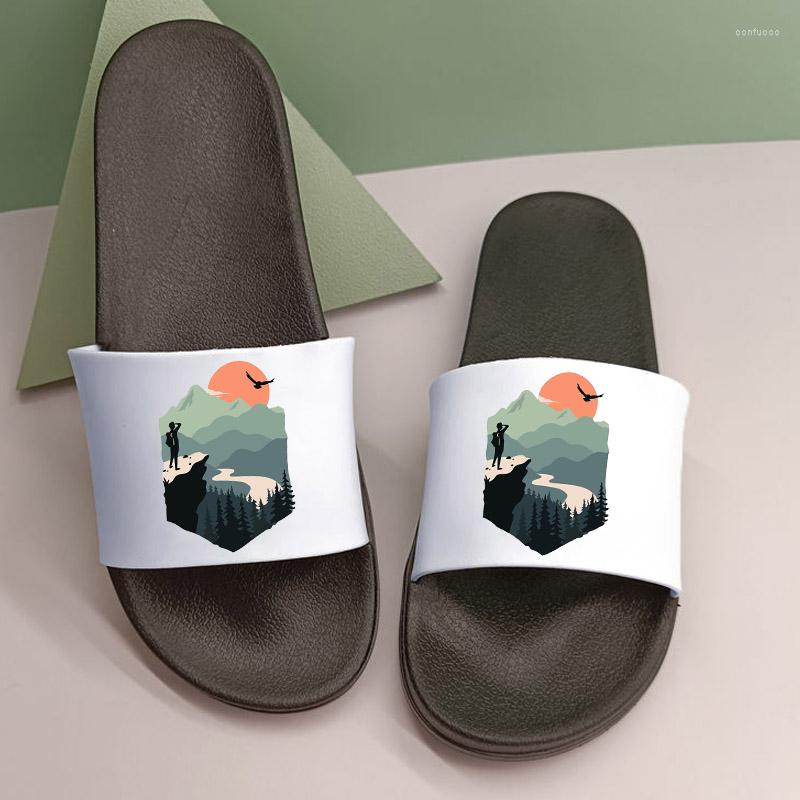 

Slippers Landscape Thick Platform Bathroom Home Women Soft Sole Ladies Shoes Indoor Slides Woman Eva Sandals Summer Flip Flops, 5504