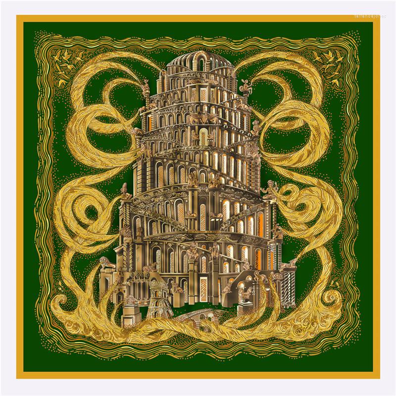 

Scarves Babel Tower Designer Shawl 130cm Silk Scarf Twill Luxury 130