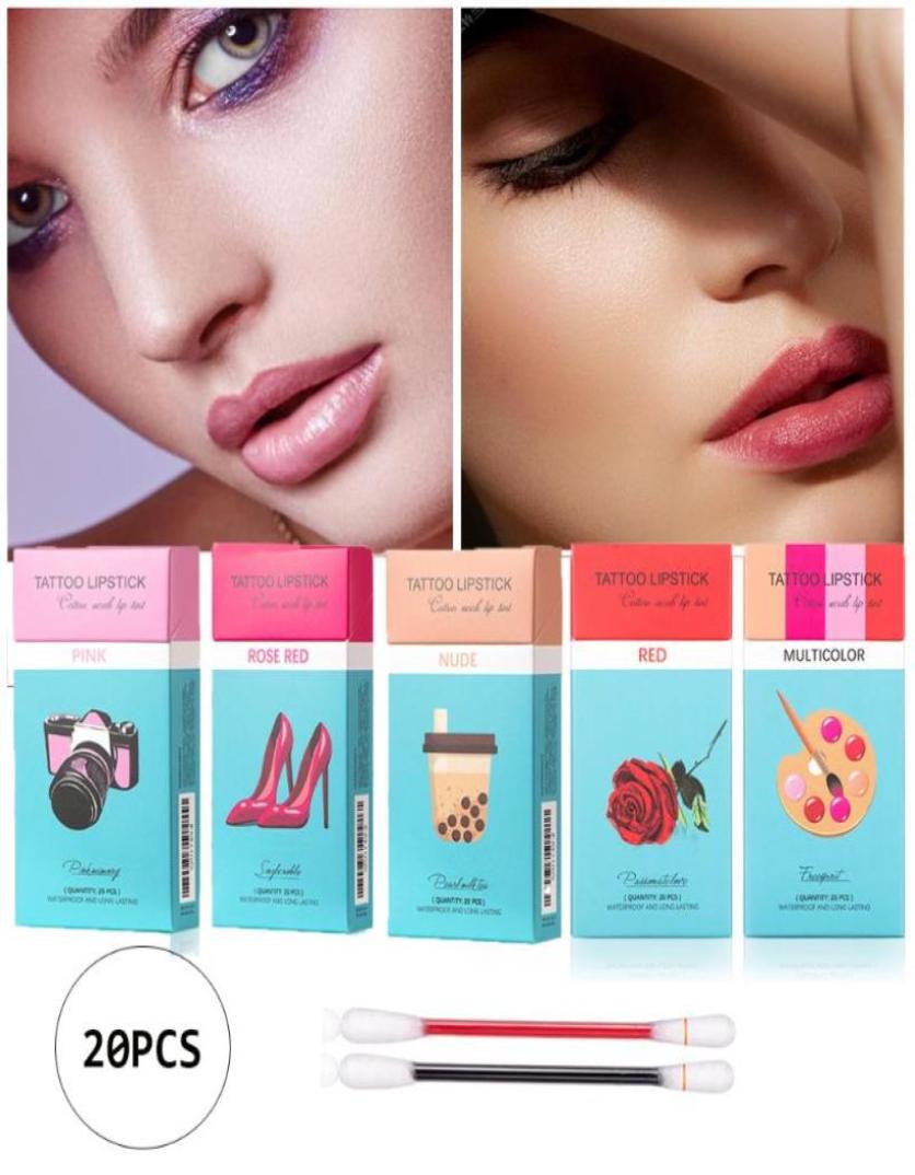 

Lip Gloss 20pcsbox Disposable Long Lasting Matte Lipsticks Set Waterproof Cotton Swab Cigarette Case Glaze Kit5926560, Nude