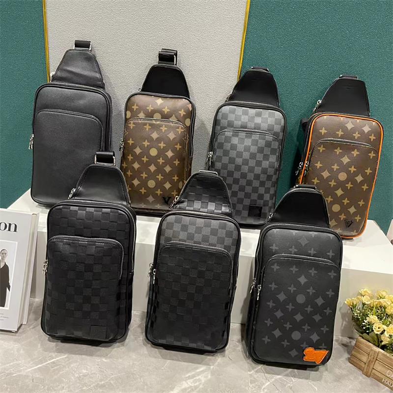 

Multi pocket crossbody fashionable men's chest bag 2023 new bag printed small chest bag high-end feeling foreign style small bag, Deep brown