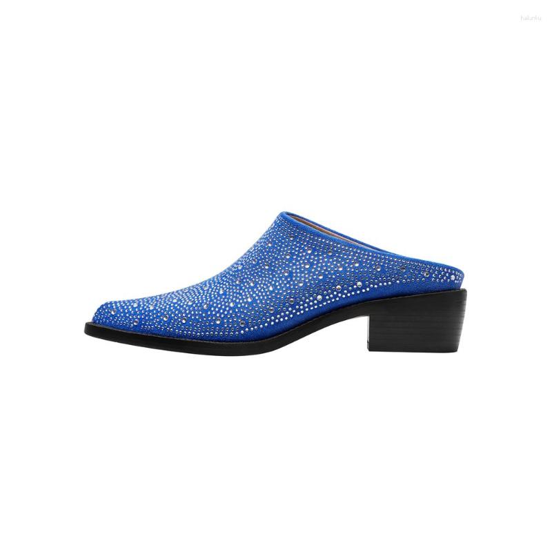 

Slippers Pointed Women's High Quality PU And Water Diamond Decorative Muller Style Party Causal Big Size 43, Gray