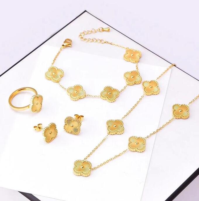 

Never Fade Jewelry Sets Fashion Brand Designer Letter Clover Earrings Necklaces 18K Gold Plating Valentines Day Wedding Gift Jewelry Accessories, #1