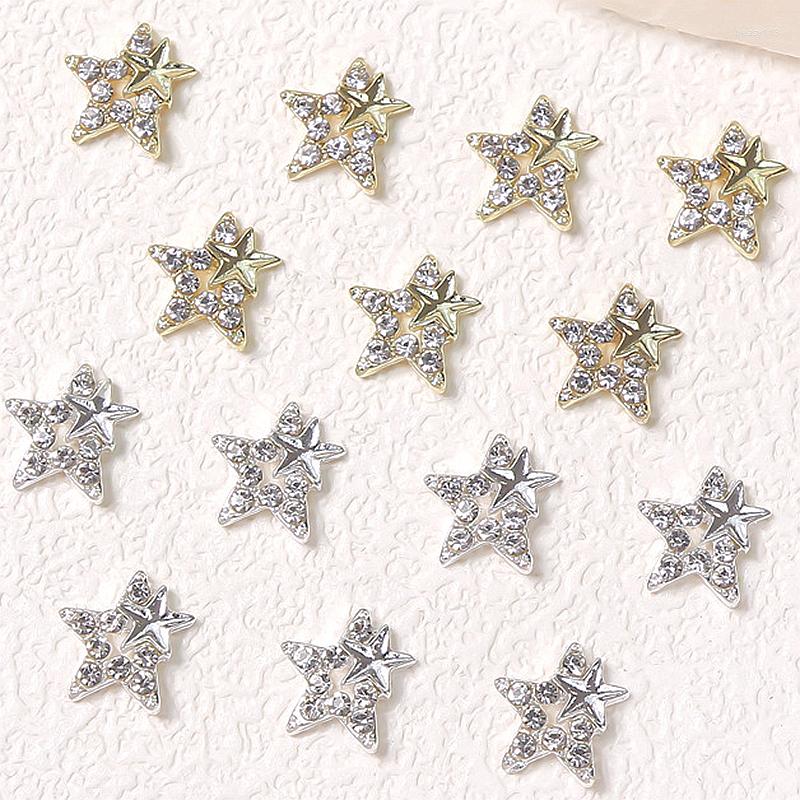 

Nail Art Decorations 10PCS 10MM Luxury Alloy Hollow Stars Rhinestones Charms 3D Jewelry Accessories Parts Manicure Supplies