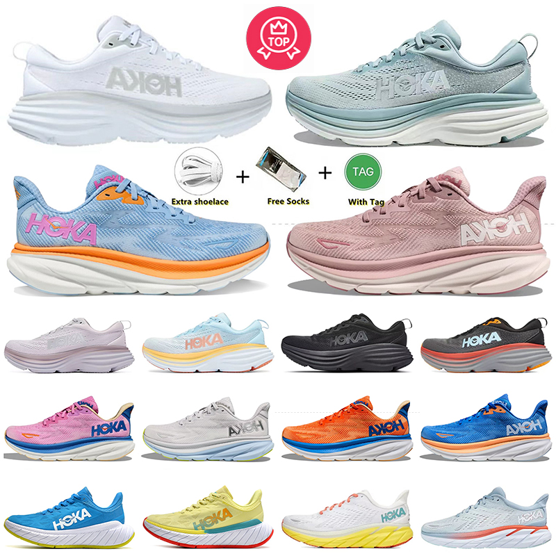 

Top 1:1 Hoka ONE ONE Running Shoes Hokas Bondi 8 Clifton 9 For Mens Womens Triple White Cloud Mist Blue Peach Whip Absorbing Road highway climbing Carbon x2 Sneakers 36-45, C4 clifton 8 40-45