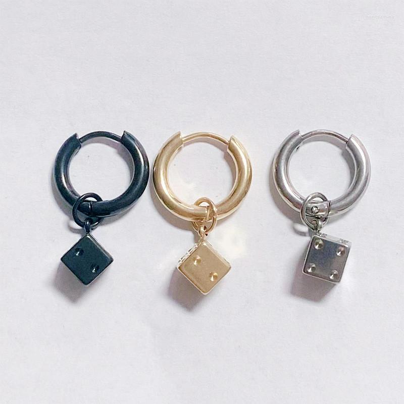 

Stud Earrings High Grade Dice Pedant Stainless Steel Punk Cool Square Geometric Ear Jewelry Party Gifts For Women Men
