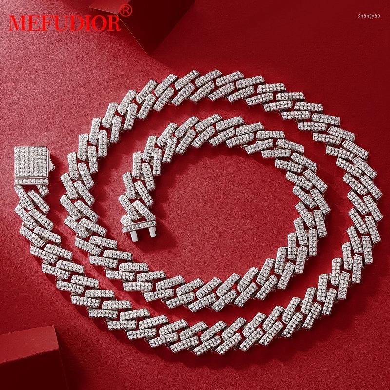 

Chains 925 Silver 14mm Wide Challenge Cuban Necklace Moissanite Diamond Geometry Men Personality Fashion Trend HipHop Chain