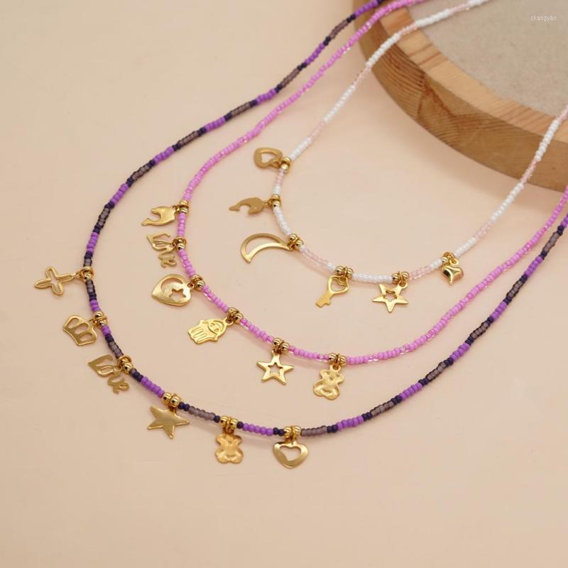 

Pendant Necklaces Go2boho Seed Bead Choker For Women Fashion Summer Boho Mix Gold Plated Accessories Bohemian Minimalist Jewellery