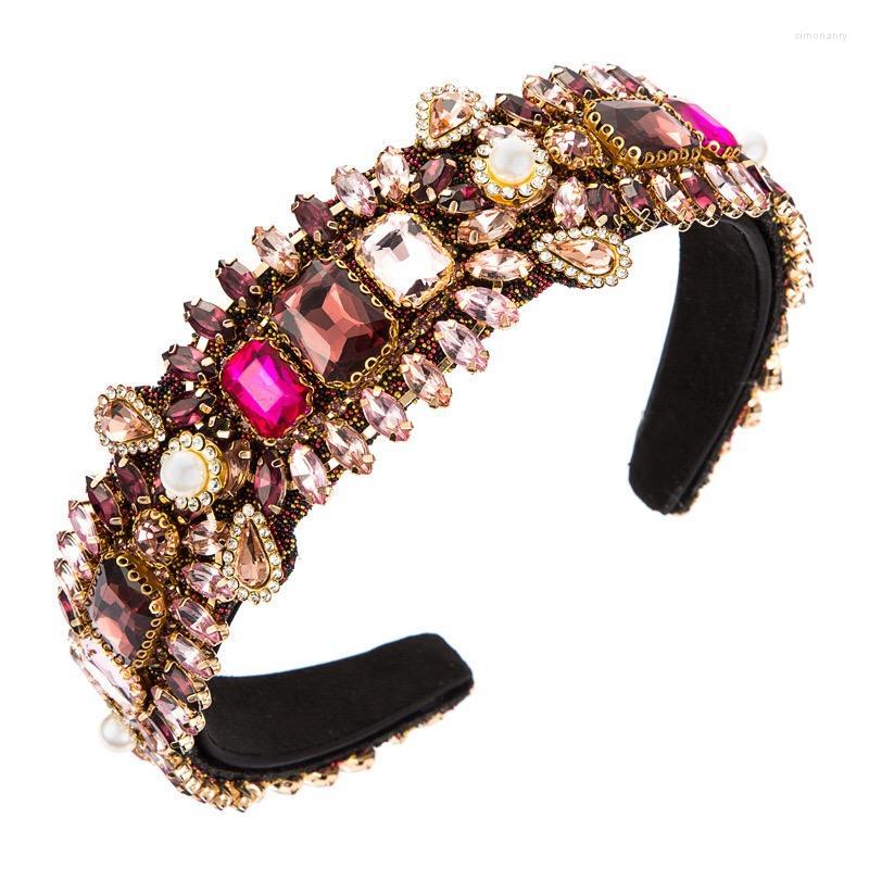 

Hair Clips & Barrettes Fashion Design Headband With Multicolor Rhinestone Pearl Flannelette Hoop