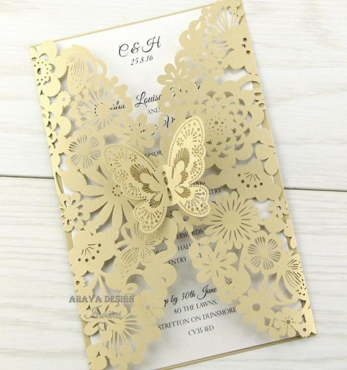 

Gorgeous Vertical Laser Cut Butterfly Invitations Cards Kits for Wedding Bridal Shower Birthday And Sweet 166138026, White