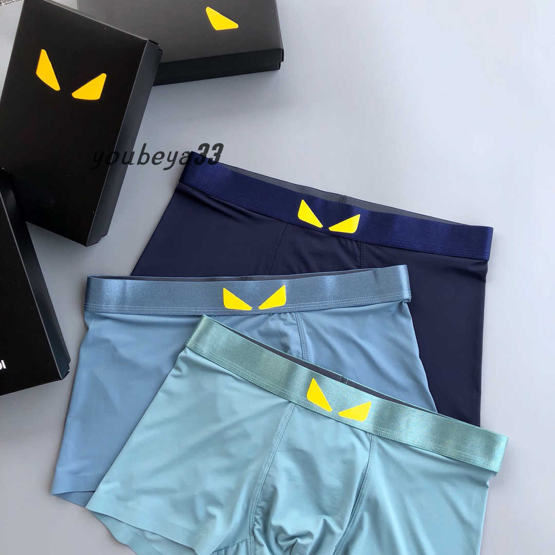 

Underpants Mens Underwears Designer Short Underwear Boxer Ice Silk Summer Ultra Thin Section 2022 Popular Loose Boxer Shorts Head Slit LOL, 2(with box = 3 pieces)