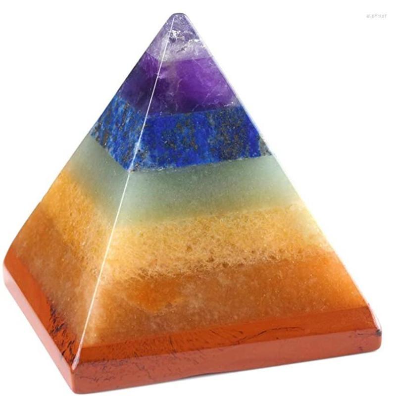 

Pendant Necklaces Ethnic Style Colorful Rainbow Stone Healing Reiki Chakra For Anniversary Gift Pyramid Jewelry