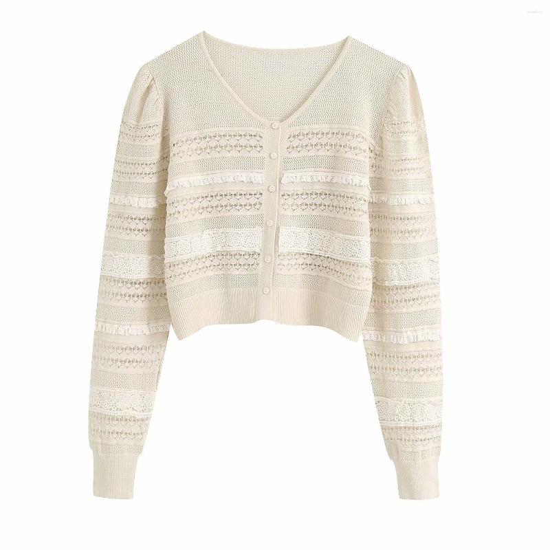 

Women' Knits Women' Single-breasted Knitted Jacket Summer Style Fashion Elegant Retro Hollow Stitching Women Sweater