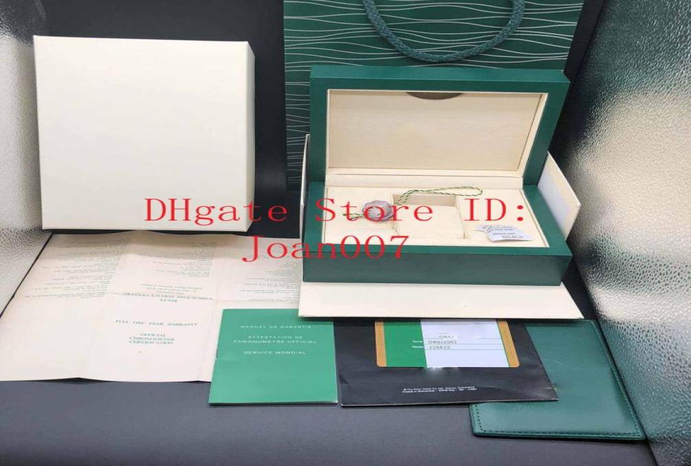 

Quality Dark Green Watch Box Gift Case For RRR Watches Booklet Card Tags And Papers In English Swiss Watches Boxes Top Qualit7744449