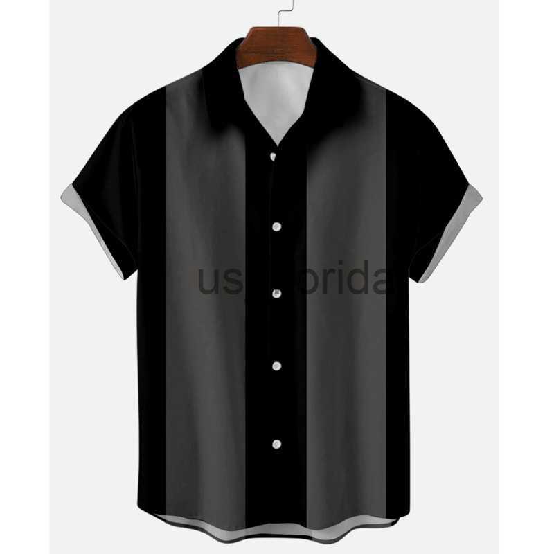 

Men's Casual Shirts Striped Shirts for Men Button Up Shirts Short Sleeve Blouse Men's 50s Shirt Vertical Plus Size S- Mens Bowling Dress Shirts J230628, Black white