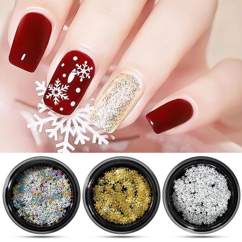 

Nail Art Decorations 1Jar Snowflakes Glitter Sequins Hollow-Out Arts Paillette Christmas White Snow Flakes Xmas Spangles Manicure Supplies