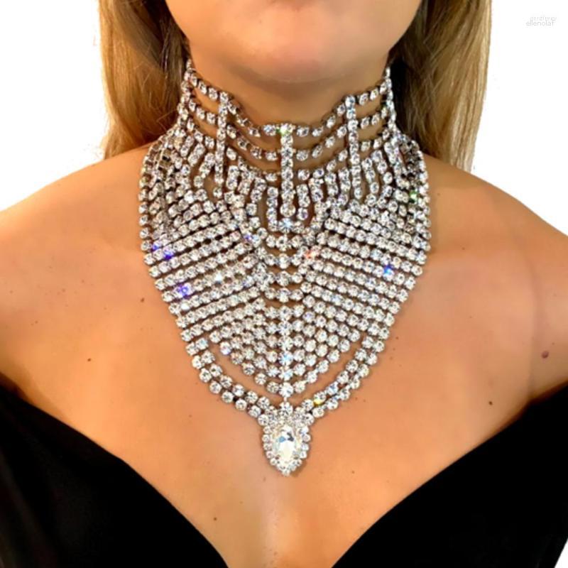 

Chains Fashion Multi-row Choker Jewelry Y2K For Women Necklace Bridal Wedding Collar Rhinestone Crystal Luxury Exaggerated
