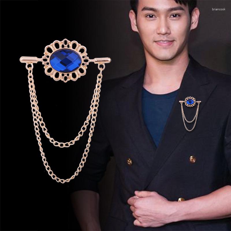 

Brooches Vintage Tassel Crystal Oval Collar Brooch With Chain Pin Buckle For Women Men Lapel Suit Shirt Clothing Accessories