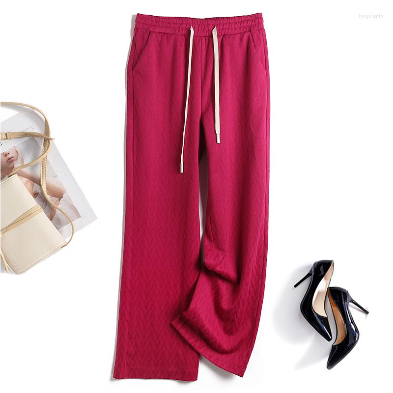 

Women's Pants Korean Fashion Women 2023 Letter Figure Elastic Waist Not Wrinkled Loose Vertical Straight Wide Leg Casual Trousers, Black