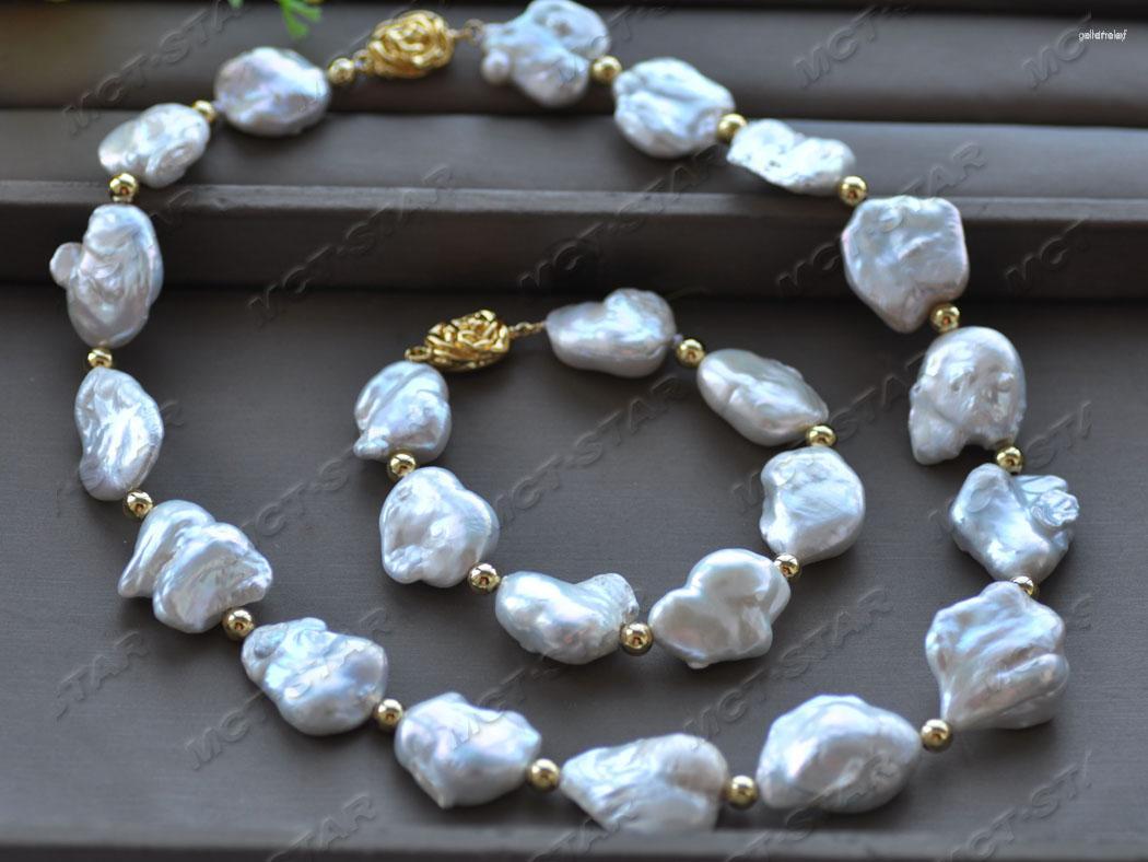 

Chains Z11822 Huge 28mm White Baroque KESHI Reborn Pearl Bead Necklace Bracelet
