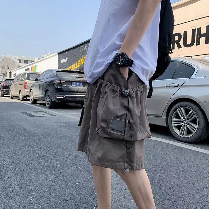 

Men' Shorts Men Trend Casual Loose Cargo Men' Drawstring Big Pockets Patches Short Pants Sports Work Straight Trousers Joggers, Black
