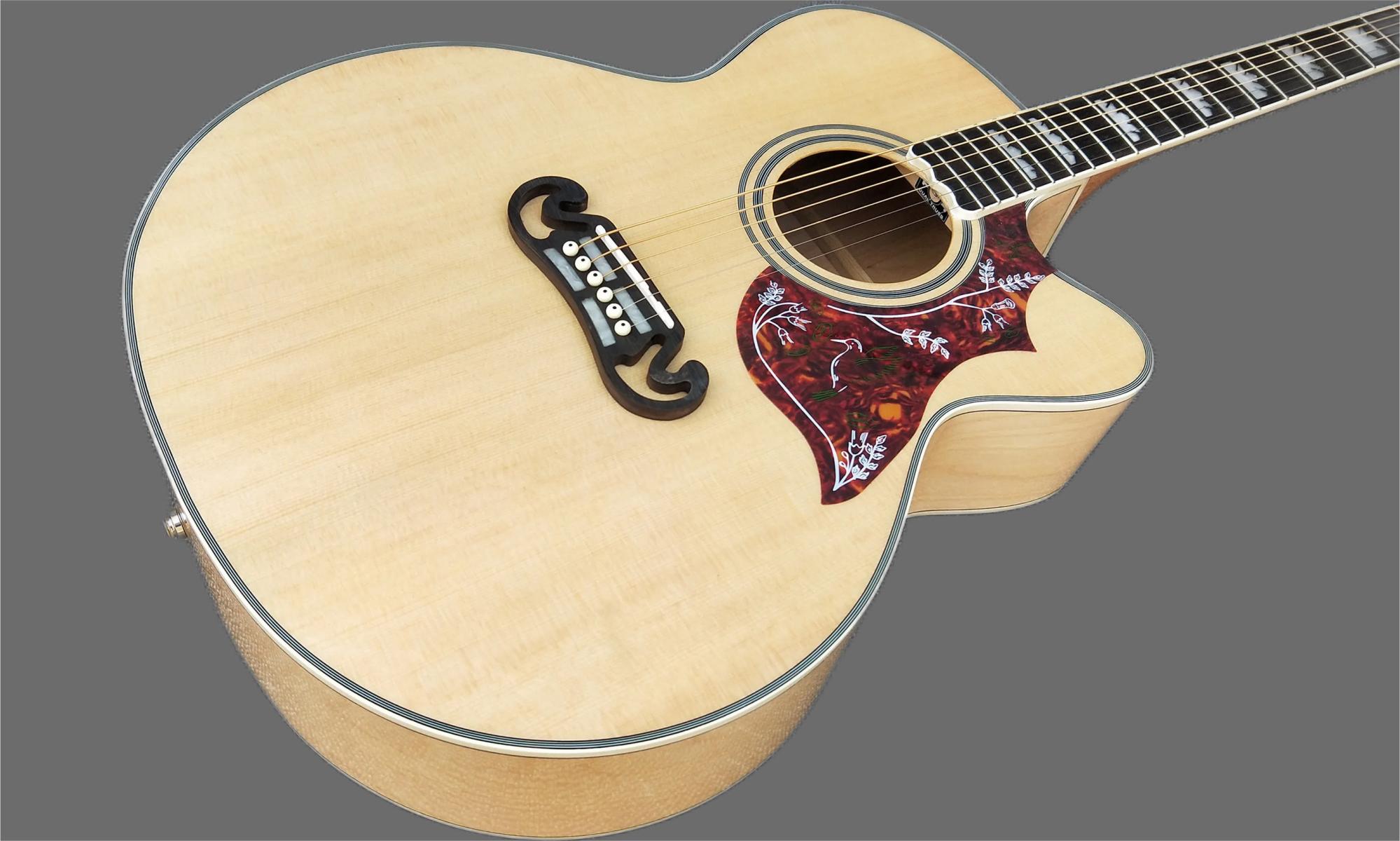 

Natural color Cutaway J200 Acoustic guitar Maple body Guitarra Solid spruce top Rosewood fingerboard