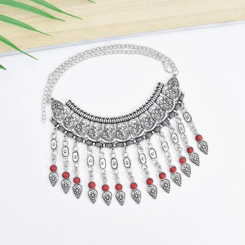 

Pendant Necklaces 2023 Boho Retro Tassel Necklace For Women Luxury Silver Color Alloy Carving Tassels Ethnicity Jewelry