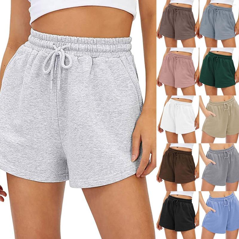 

Women's Shorts Women's Summer Solid Color Comfortable Casual High Waisted, Blue