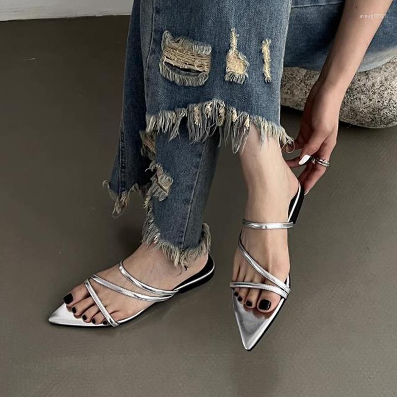 

Slippers Women Fashion Pointed Toe Shoes Summer Flip Flops Casual Slides 2023 Sandals Sexy Dress Party Beach Zapatos Ladies, Black