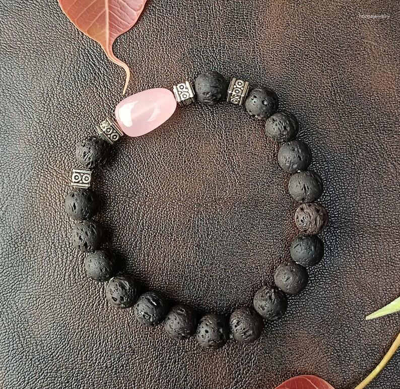 

Strand Lava Rock Beaded Unisex Bracelet-Birthstone Bracelet-Healing Power Energy Meditation Anxiety Stress Relief Bracelet-Gift For Her