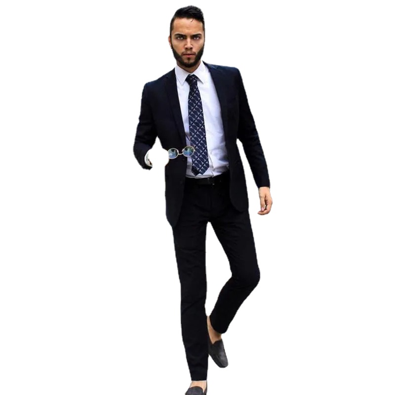 

Vintage Black Two Pieces Suits Men's Wedding Clothing Notched Lapel Slim Fit Business Suits (Blazer+Pant) Custom Made Groom Wear