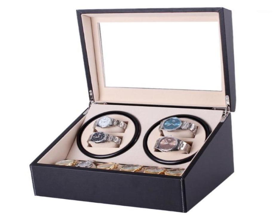 

Watch Winders Mechanical Black PU Leather Automatic Storage Box Collection Display Jewelry US Plug Winder Box15921599