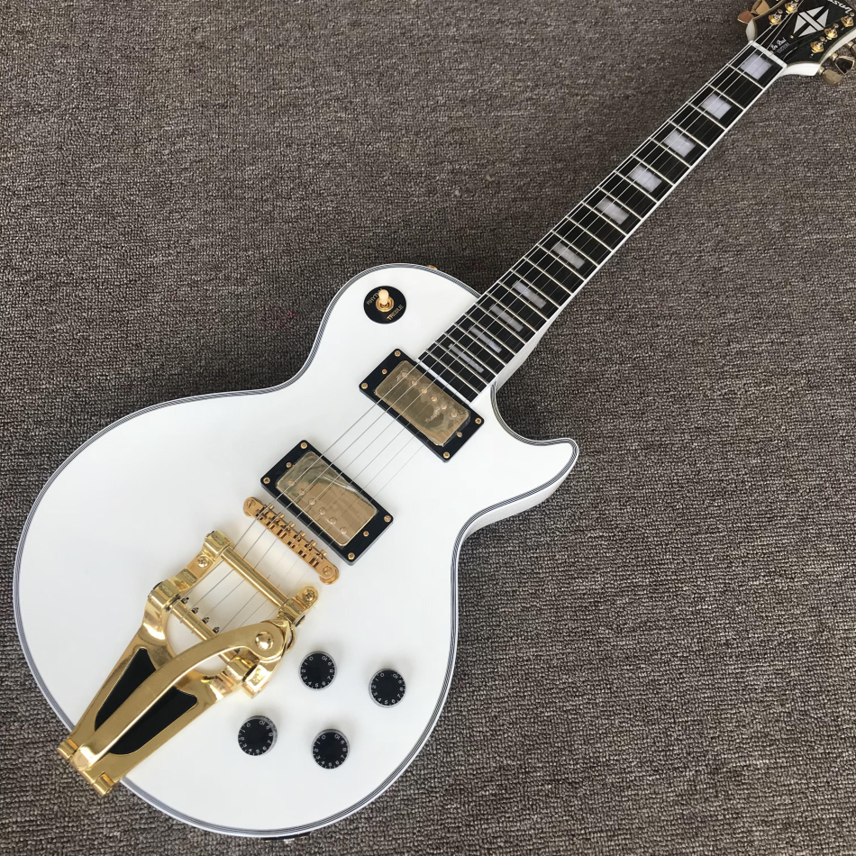 

Custom Shop, Caston White Card Big Jazz Electric Guitar, Rosewood Fretboard, Gold Accessories, Free Shipping