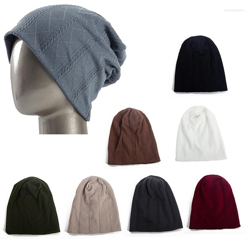

Berets Threaded Diamond Solid Color Adult Beanies Cotton Knitted Unisex Casual Hat Caps Outdoor Daily Woman Men Cap, Black